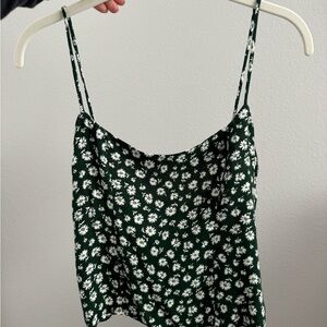 Reformation green floral top with scrunch back